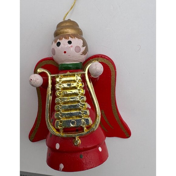 Wooden Angel Musicians Christmas Tree Ornaments Vintage Guitar Lyre Players - Picture 4 of 9